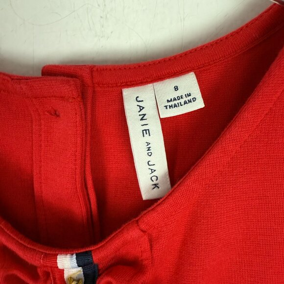 Janie and Jack Puff Sleeve Ruffle Ponte Dress Red Girl's Size 8 EUC - Picture 6 of 11